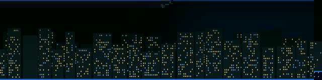 Skyline noturno estilizado azul, banner da serie Historia de Cada GTA