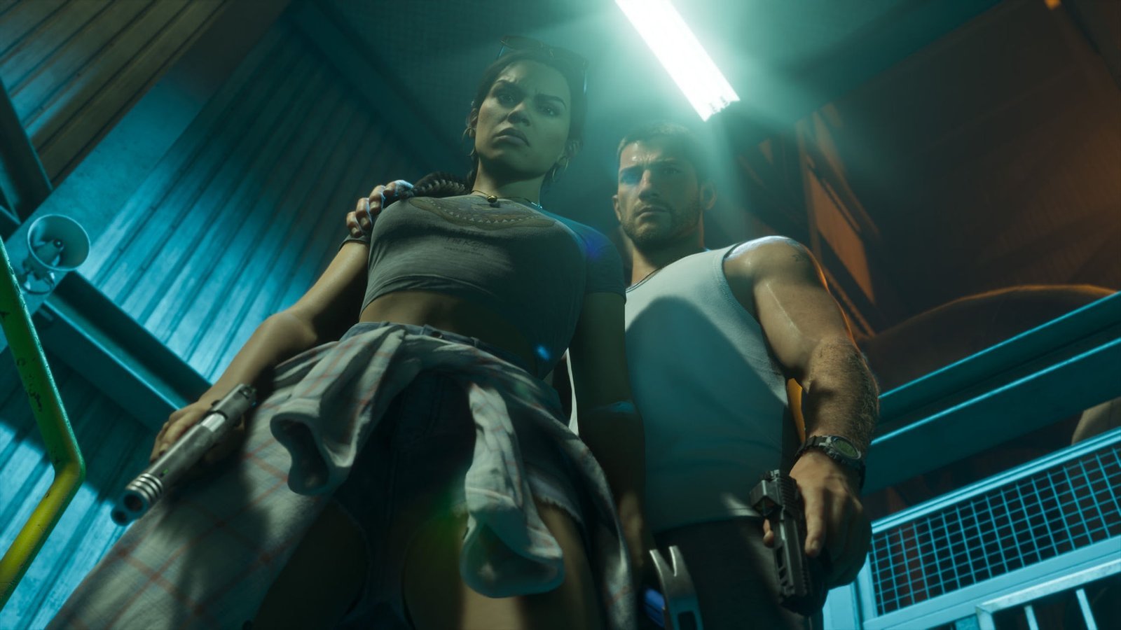 Jason e Lucia em screenshot oficial de Grand Theft Auto VI