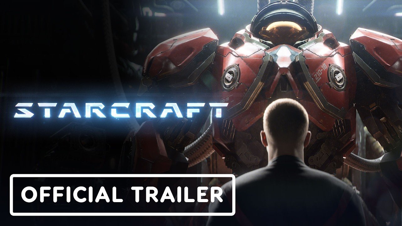 Cena do trailer cinematico oficial de revelacao do novo StarCraft, mostrando um Marine da Dominion